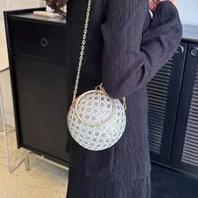 Sparkly Round Evening Purses For Women Shiny Diamonds Handbag Unusual Party Mini Small Bags Fashion Luxury Shoulder Bag Woman