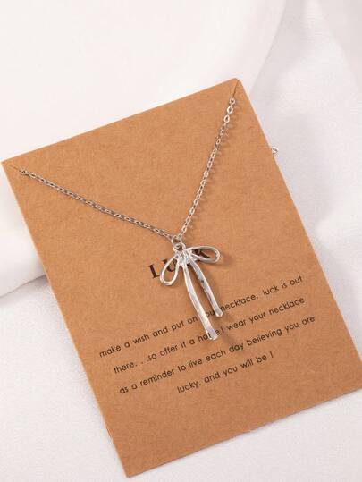 Bow Charm Necklace, Suitable For Daily Wear