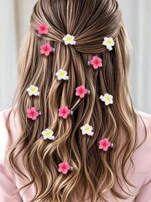 Set de 20 pinzas para el cabello de niña bebé/niños con flores de colores de caramelo aleatorios, diseño lindo de princesa con margaritas pequeñas, adecuadas para uso diario