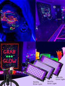 Suitable For Outdoor Use: UV Black Light, LED Ultraviolet Blacklight, Ultra-Thin Outdoor Floodlight, With USB Plug, Switch Control And 59-Inch Cord. For Blacklight Parties, Stage Lighting, Halloween, Christmas, Body Painting, Fluorescent Posters, Neon Lights. Available In 50/96/144 LED Bead Options, Metal Surface - UV Purple Black Light With USB Plug - View 2