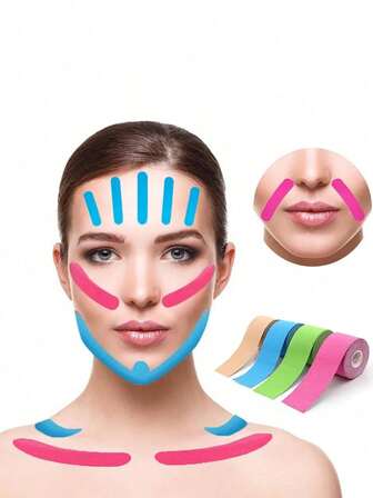 Taśma do liftingu twarzy 5M, bawełniana taśma kinezjologiczna do liftingu linii V twarzy i szyi, okolic oczu, oddychająca, wodoodporna i wygodna