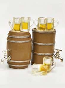 1:12 Dollhouse Accessory - Wooden Beer Barrel/Wine Barrel Set With Bucket Top, Mini Wine Glass/Beer Glass, Mini Wooden Beer Sign, DIY And Decorate Your Own Perfect Project!