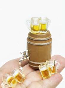 1:12 Dollhouse Accessory - Wooden Beer Barrel/Wine Barrel Set With Bucket Top, Mini Wine Glass/Beer Glass, Mini Wooden Beer Sign, DIY And Decorate Your Own Perfect Project!