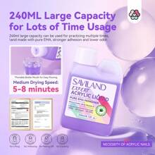 SAVILAND SAVILAND Monomère Acrylique Inodore de Grade Salon (236ml) - Formule Enrichie à l'Huile de Ricin et à la Vitamine E avec Kit Complet pour Ongles (Pinceau/Palette/Tapis), Technologie EMA à Faible Émission de Fumée pour des Ongles Sains