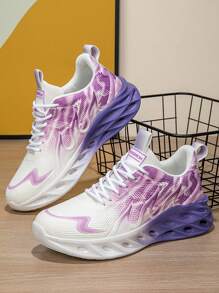 Women's Colorful Gradient Lace-Up Thick Sole Casual Sports Shoes, Comfortwable, Breathable, Shock-Absorbing, Suitable For Outdoor, Running, Fitness, Walking. A Great Gift For Christmas, New Year, Valentine's Day