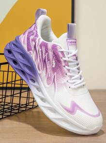 Women's Colorful Gradient Lace-Up Thick Sole Casual Sports Shoes, Comfortwable, Breathable, Shock-Absorbing, Suitable For Outdoor, Running, Fitness, Walking. A Great Gift For Christmas, New Year, Valentine's Day