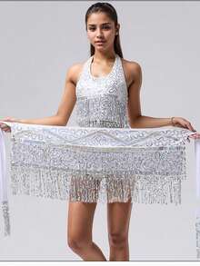 肚皮舞裙臀巾亮片流苏肚皮舞裙舞蹈臀带拉丁舞草裙舞臀巾表演服装