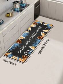 1pc Premium Diatomite Kitchen Mat With Christmas Element Letter Pattern, Modern Minimalist Fusion Of Natural Elements, 3mm Thickness, Absorbent Kitchen Rug And Mat, Simple Diatomite Soft Rubber Mat, Suitable For Kitchen, Bathroom, Entryway, Laundry Room And More