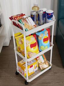3 Layer/ 4Layer Plastic Rolling Utility Cart With Handle Storage Trolley For Office, Living Room, Kitchen, Movable Storage Organizer With Wheel