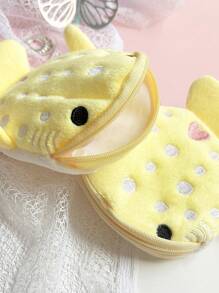 1pc Creative Cartoon Shark Coin Purse With Large Capacity Lightweight Cute Pendant Data Cable Bag Zipper Storage Bags