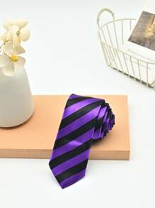 1 Peça Gravata de Moda Listrada em Duas Cores para Homens, Adequada para Reuniões de Negócios e Uso Diário com Camisas e Ternos