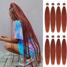 Ombre Pre Stretched Braiding Hair 30 Inch 8 Packs Synthetic Crochet Braids Hot Water Setting Professional Soft Texture Synthetic Hair Extensions 30 Inch 1B 27 - 350(Dark Ginger) - View 1
