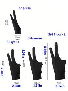 1Pc Black 3-Layer Painting Gloves, Spray Paint Fingerless Gloves, Art Tool DIY Gloves, Suitable For Art Creation Teaching, Artists, Students, Painting, Sketching Gloves, 4 Styles And Sizes, Suitable For Gift Giving,Back To School,School Supplies