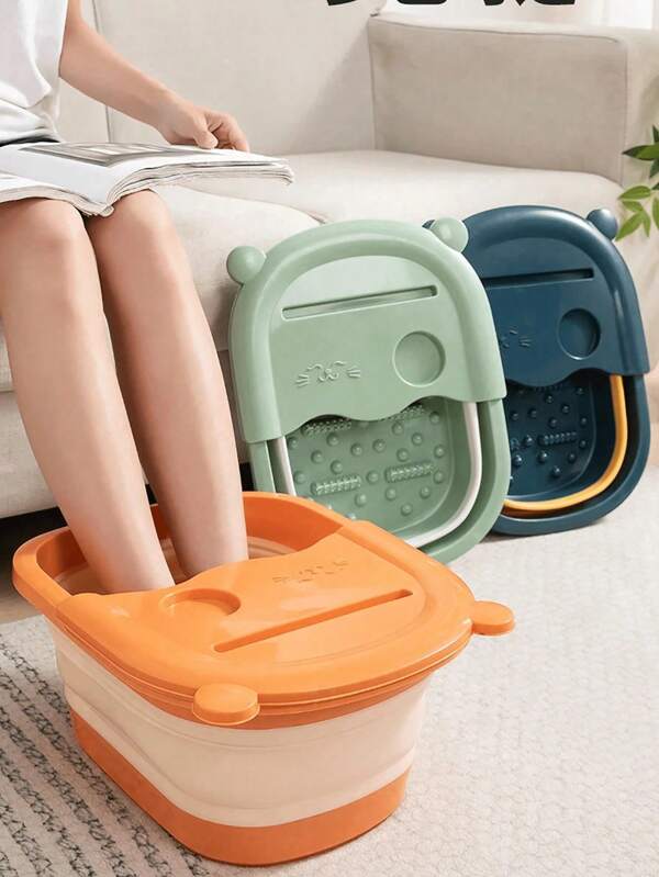 Foldable Massage Foot Basin For Adults, Home And Dormitory Use Simple Design With Cover, Deep Soaking Foot Bath Foldable Foot Soaking Bucket, Home Use, Simple Massage, Wellness, Foot Bath Basin, Over Knee, With Cover, Keeps Warm, Light Weight, Space Saving
