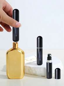 5 piezas Botellas compactas de perfume negras, minimalistas y versátiles