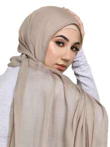 FADZOYLE 1 Stück einfarbiger Hijab Schal aus hochwertigem Modal, Sommer Strand Sonnenschutz Schal und Kopftuch, exklusives Maxi-Tuch, Abaya für den Alltag, Unterkappe für Frauen, Schleier für Festivals, Gebete und Pilgerreisen, muslimisches Zubehör - hellgrau - Übersicht 8