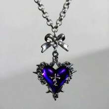 Spitze rote Glasherz-Anhänger-Halskette für Frauen Männer Grunge-Mode Y2K Gothic-Stil Halsketten-Schmuck