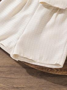 Left Mama Ensemble débardeur et short en couleur unie décontracté pour préadolescentes, été