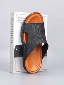 Plus Size Men Casual Fashion Slip-On Sandals, Comfortable Non-Slip Beach Slippers, Suitable For Fathers