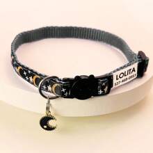 Collar personalizado para gatos, collar de mascota gatito con estrellas y luna con cascabel, colgante de placa de identificación con nombre de mascota grabado - ¡el regalo perfecto para tu mascota! Ornamental, grabado, acero inoxidable, elegante, de moda, colorido, vintage, lindo, compacto, lindo, personalizado, único, personalizado, para aniversarios, para cumpleaños