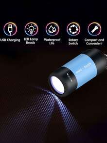 1pc Mini Keychain LED Flashlight, Portable Rechargeable Multi-Function Outdoor Flashlight With Clip, Suitable For Hiking, Camping, Fishing, Running And Other Emergency Lighting, Camping Accessory - Multicolor - View 4