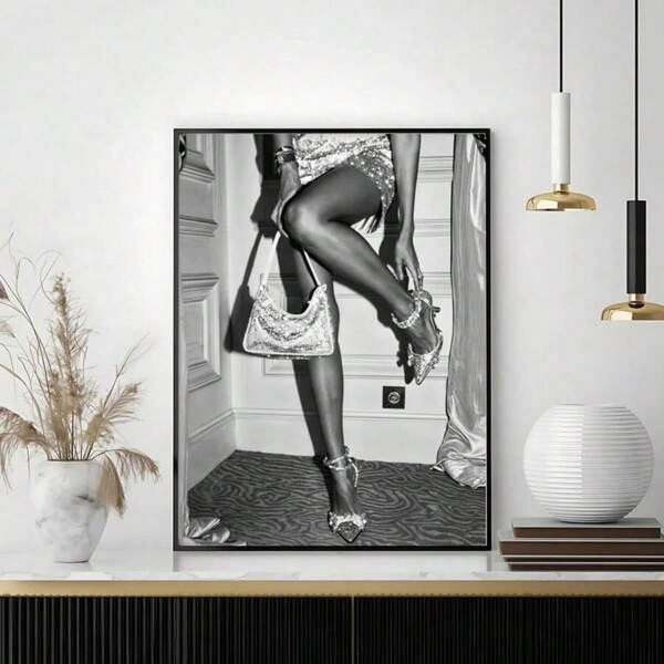 1 pieza, Arte de pared de moda lujosa para mujer, decoración de fiesta con estilo feminista y vibrante, estilo universitario, póster vintage en blanco y negro, pintura de lienzo minimalista, adecuado para decoración del hogar, carrito bar, cafetería, patio, regalo de cumpleaños, sala de estar, dormitorio, oficina, cocina, baño, el regalo perfecto para tus amigos, decoración de pared, sin marco