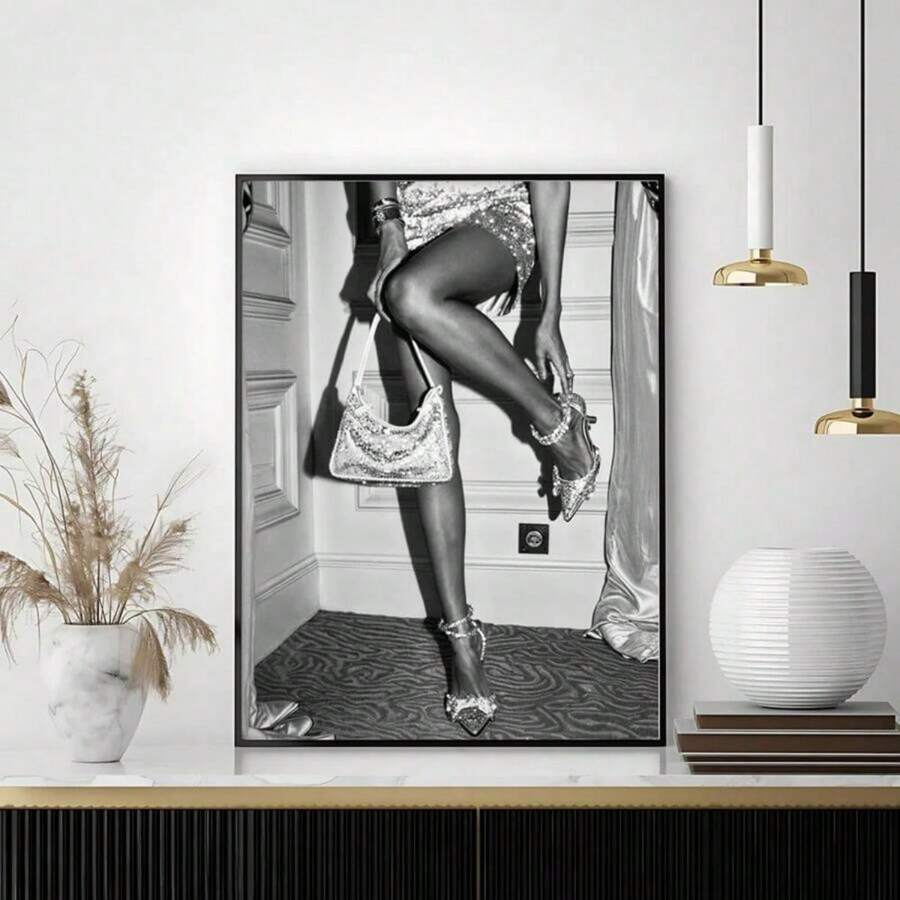 1 pieza, Arte de pared de moda lujosa para mujer, decoración de fiesta con estilo feminista y vibrante, estilo universitario, póster vintage en blanco y negro, pintura de lienzo minimalista, adecuado para decoración del hogar, carrito bar, cafetería, patio, regalo de cumpleaños, sala de estar, dormitorio, oficina, cocina, baño, el regalo perfecto para tus amigos, decoración de pared, sin marco
