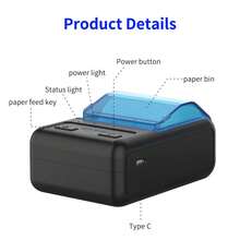 Meihengtong 58mm Receipt Printer Wireless Thermal Portable Wireless POS Printer For Small Business 58mm Mini Mobile Ticket Printer For Android & Windows - 藍黑色 - 查看 8