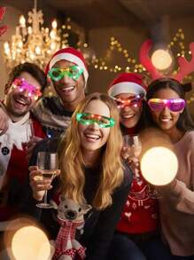 12pcs LED PCS Glasses (Six-Color Luminous Glasses Length 12.95cm/5.7in Width 5.59cm/2.2in) 3 Light Modes Luminous Glasses Toy Party Supplies Luminous Glasses For Adults Perfect Festive Birthday Easter Party Glowing Stick Glasses Sunglasses Wedding Cosplay Christmas Nightclub (Color Sent Randomly)