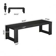 Escritorio Tribesigns para 2 personas, escritorio extra largo de 86,6 pulgadas, mesa doble para escribir en computadora, escritorio grande totalmente de madera para oficina en casa, roble natural - Negro - Ver 7