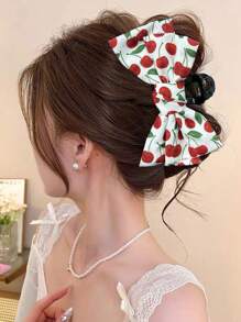 1pc Strawberry, Cherry & Bow Hair Clip, Premium Quality Fruit Design Hair Accessory, Fashionable Versatile Hair Hair Claw Clip Hair Accessories