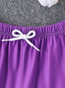 Set 2 buc. tricou și pantaloni scurți cu mânecă scurtă, cu slogan și ursuleț, pentru băieți, potrivit pentru activități în aer liber, casual, sport și purtare zilnică vara