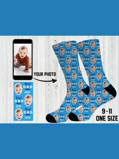 1PC Best Dad Face Socks/Photo Dad Socks /Custom Socks/Personalized Dad Socks For Father's Day Gifts/Custom Printed Socks/Face Socks/Funny Socks/Photo Gifts