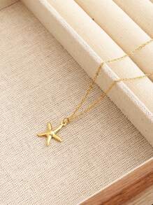 1 Collana stile oceano con stella marina, gioielleria in acciaio inossidabile, adatta per donne, vacanze, regali, uso quotidiano
