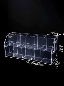 1 pièce Porte-stylo rectangulaire transparent, organisateur de bureau, support d'exposition pour articles de papeterie, rangement de bureau, retour à l'école, fournitures scolaires, étui à crayons, trousse à crayons, sac d'école