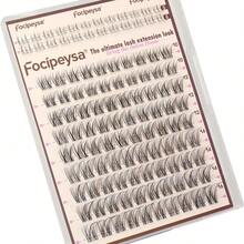 Focipeysa Wispy Lash Clusters Natural Black Cluster Eyelashes Clear Band Lash Extensions 10-16mm Mix Length Cluster Eyelash Extension C Curl Individual Lashes Soft Cluster Lash For Beginners - Natural Look - 查看 1