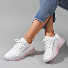 Zapatos deportivos informales, cómodos y de moda para mujer, con suela y cara suaves y cordones, para ejercicio y correr