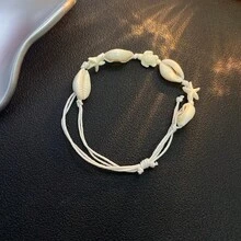 波西米亚贝壳手链，夏季海滩海洋风格贝壳和海星串珠手链，女士
