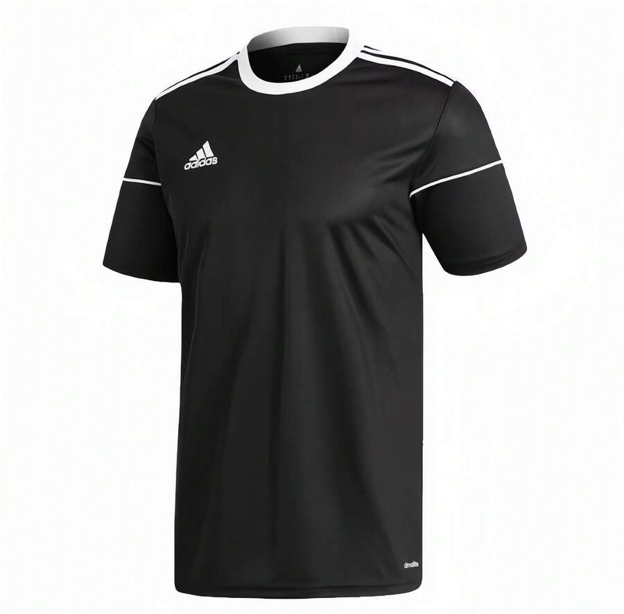 Adidas 男式短袖足球服透气足球T恤 - 黑色 - 查看 1