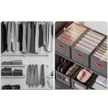 6 Grids With Washable Foldable PP Board Clothes And Trousers Storage Box - Caixa Com Tampa E 7 Compartimentos - View 8