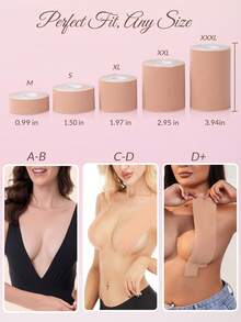 1 Roll Of Breast Enhancement Tape - Self-Adhesive Elastic Breast Enhancement Tape, Breast Lift Strapless Bra, Comfortable And Breathable Stretch Fabric, Invisible Support, Free Cut, Suitable For Strapless Backless Dress - Khaki - View 12