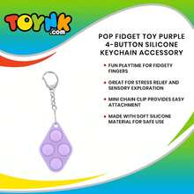 Toynk Pop Fidget Toy Purple 4-Button Silicone Keychain Accessory - 1 - View 8