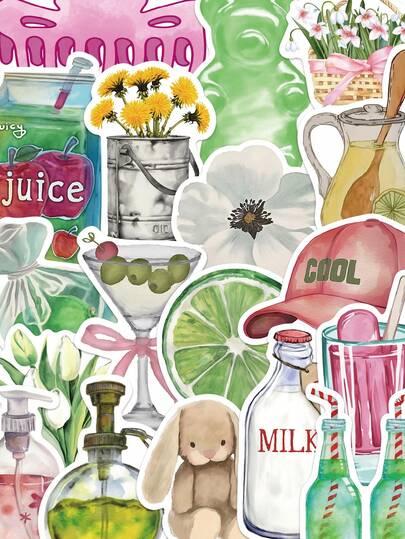 YWWBLD 50 Stücke Clean Girl Mittelmeer Stil künstlerische Aufkleber PVC Geschenk Cartoon Dekoration Sammelalbum Laptop Gepäck Gitarre Wasserglas Handyhülle DIY Aufkleber