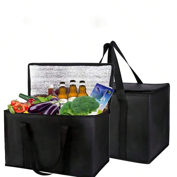 1 pièce Sac isotherme pour la livraison d'aliments, sac de livraison d'aliments chauds et froids pour pizza, sac isotherme de voyage, sac isotherme réutilisable grande capacité, sac isotherme de camping
