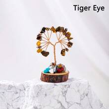 1PC Mini Natural Gemstone Chakra Lucky Tree With Wood Base | Home Office Desk Living Room Crystal Decor