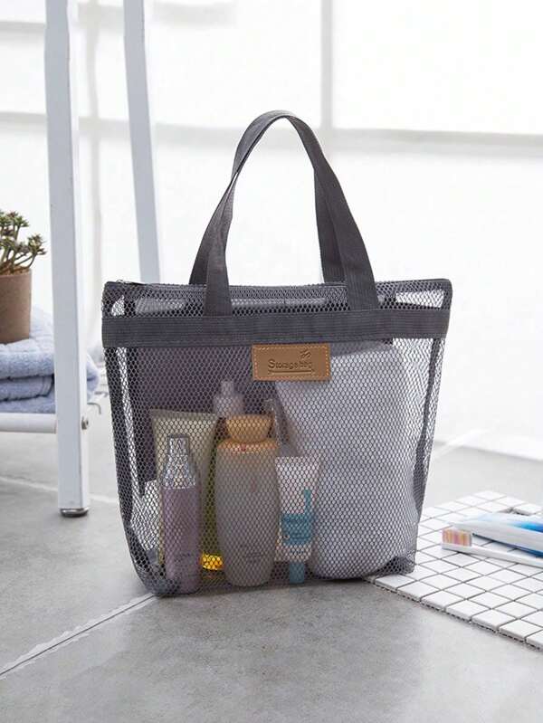 Lightweight Mesh Shower Bag,With Zipper Handle,Portable Hanging Toilet And Bathroom Organizer, Portable Toiletry Tote,Great For Gym And Travel Cosmetic Bag Makeup Storage Makeup Organizer Travel Accessories Brush Bag Make Up Container Travel Stuff Travel Essentials Ladies Accessoires Travelling Stuff College Vacation Cruise Summer Holiday Essentials Women Wash Bag Toiletries Bag Handbag