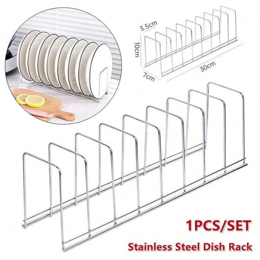 1Pc Stainless Steel Dish Rack Kitchen Dish Pan Plate Draining Rack