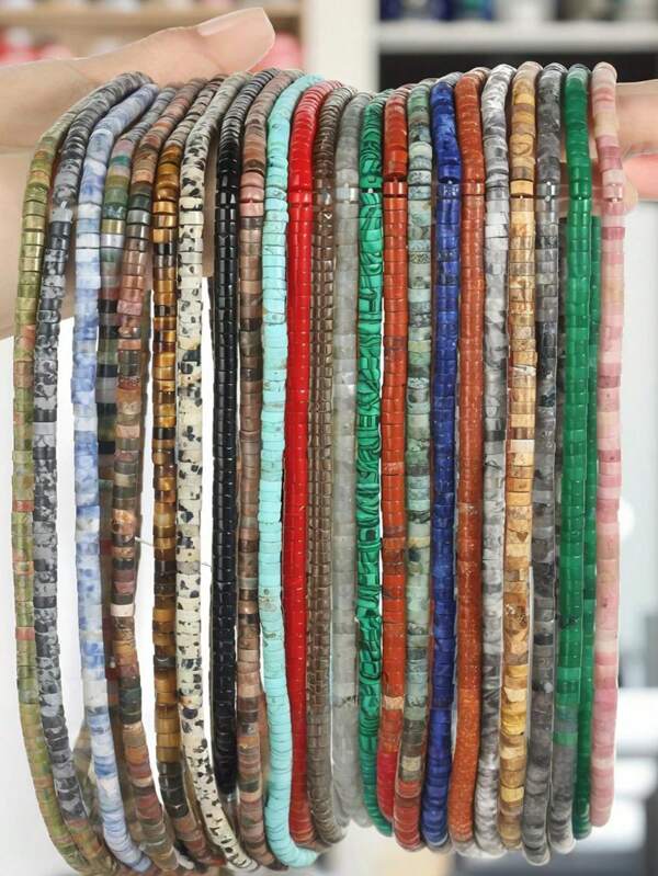 50pcs 2*4mm Round Agate, Turquoise, Quartz White Beads, DIY Bracelet Spacer Beads