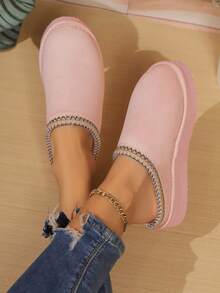 女性低筒冬季迷你靴室內拖鞋 - 粉色 - 查看 5