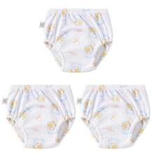 4 pièces Culottes de propreté pour garçons et filles, sous-vêtements d'entraînement conçus, couches d'apprentissage en tissu pour bébé, couches lavables et réutilisables, couches à poche respirantes et imperméables, en matière de polyester, convient aux bébés garçons et filles - Conception d'impression creuse